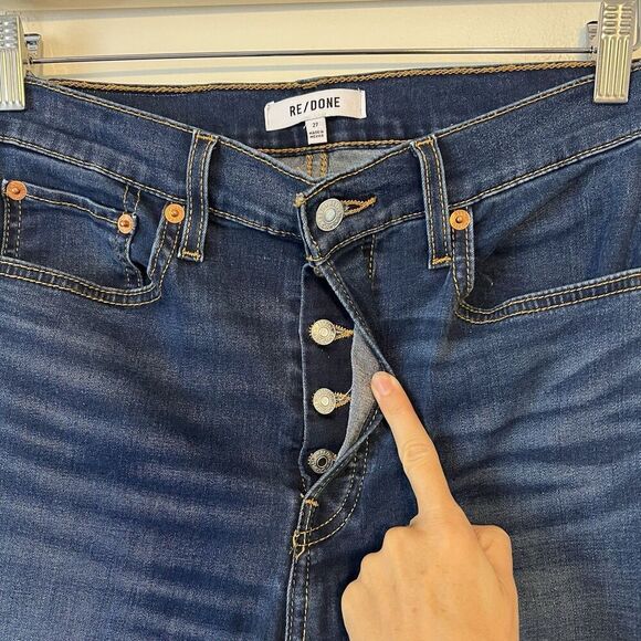 RE/DONE 70s High Rise Jeans Stove Pipe Straight Button Fly NEW Size 27 - Picture 7 of 11